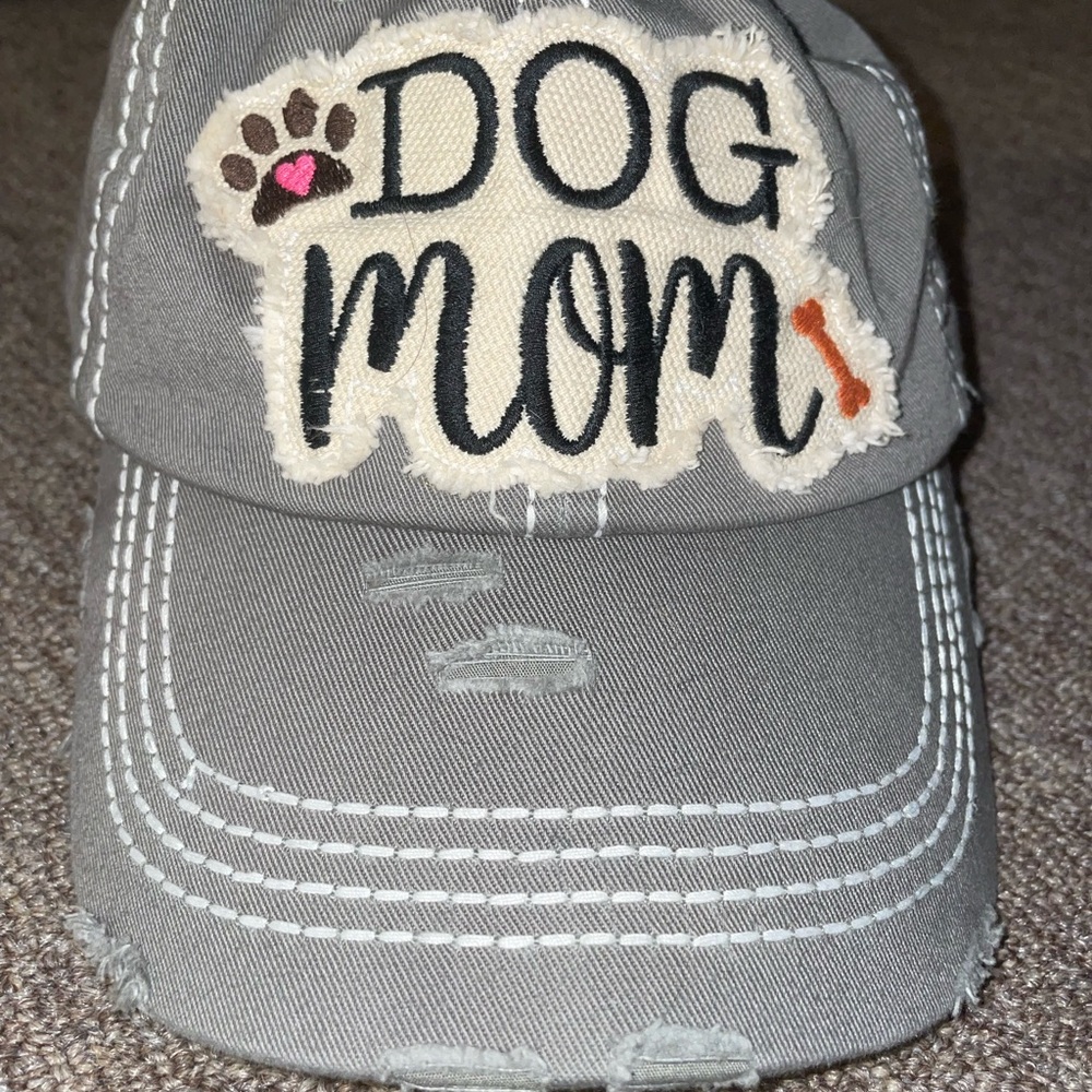 Gray Dog Mom baseball Cap hat with Paw Print - Picture 5 of 6
